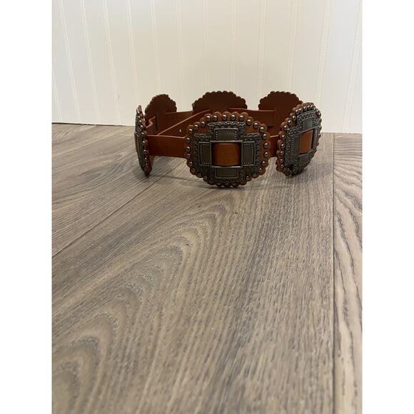 Roper Belt Women\'s Small Brown Cross Concho Western Style Leather Belt 26/28 main image 6